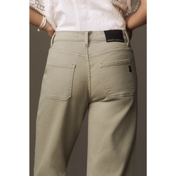 NWT-Anthropologie Modern American Farrah High Rise Crop Wide Leg Jeans Moss S26 - Picture 4 of 6